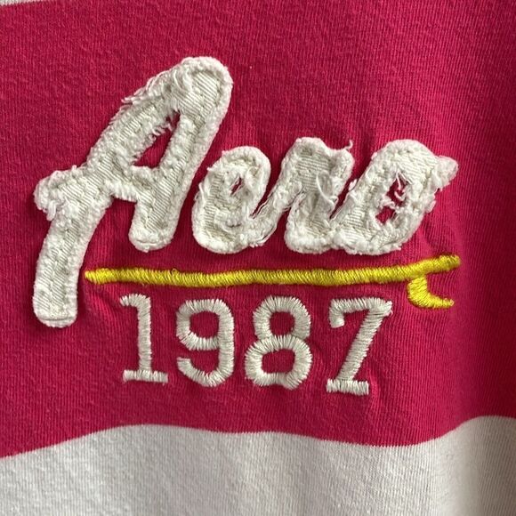 Aeropostale Women’s Plus size XXL Pink & White Horizontal Striped Shirt,Vintage - Picture 5 of 6